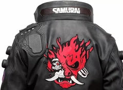 Men’s Charcoal cyber Black Samurai Cyborg Gaming Leather Bomber Jacket