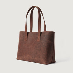 Women Vintage Distressed Brown Leather Tote Bag
