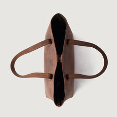 Women Vintage Distressed Brown Leather Tote Bag