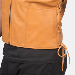 Alex Tan Brown Leather Vest for men