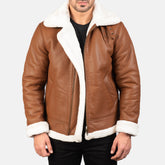 B3 Brown Leather Bomber Jacket for men
