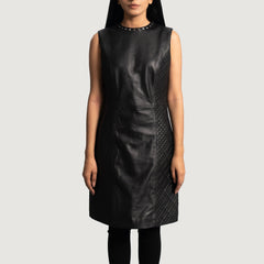 Women Black Leather Dress