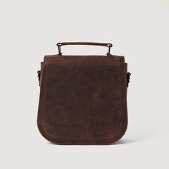 Vintage Distressed Brown Leather Saddle Bag