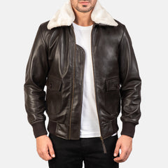 William G-1 Brown Leather Bomber Jacket