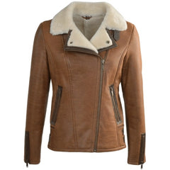 Womens B-3 Aviator Brown Shearling Jacket