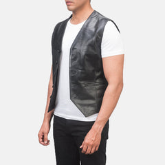 Mens Black Leather Vest