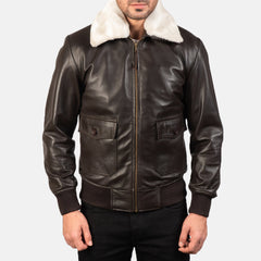 William G-1 Brown Leather Bomber Jacket