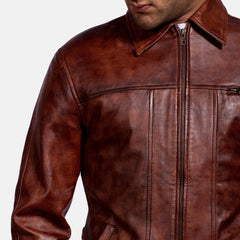 Mens Abstract Maroon sheepskin Leather Jacket