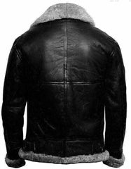 RAF Aviator B3 Bomber Black Fur Pilot Leather Jacket For men
