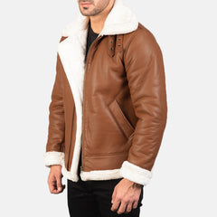 B3 Brown Leather Bomber Jacket for men