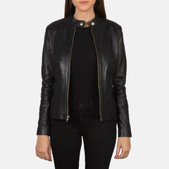 Womens Black Leather Biker Jacket