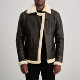 Norton B3 Brown & Cream Leather Bomber Jacket for men