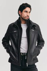 Razer real sheepskin biker leather jacket