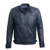 Men’s Blue Leather Jacket – Classic and Timeless.