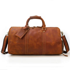 premium Compass Brown Leather Duffle