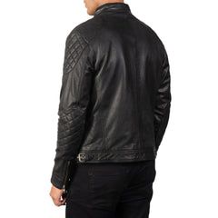 Mens Black Leather Biker Jacket