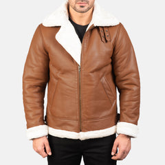 B3 Brown Leather Bomber Jacket for men