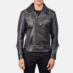 Alex james Black Leather Biker Jacket