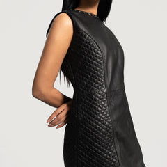 Women Black Leather Dress