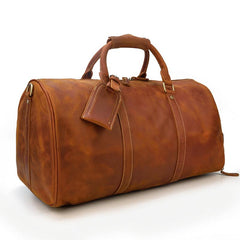 premium Compass Brown Leather Duffle