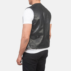 Mens Black Leather Vest