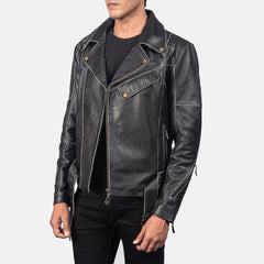 Alex james Black Leather Biker Jacket