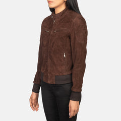Monica Mocha Suede Bomber Jacket