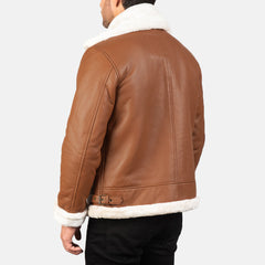 B3 Brown Leather Bomber Jacket for men