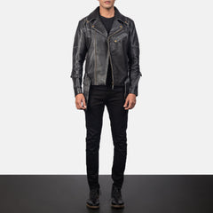 Alex james Black Leather Biker Jacket