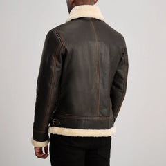 Norton B3 Brown & Cream Leather Bomber Jacket for men