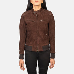 Monica Mocha Suede Bomber Jacket