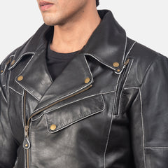 Alex james Black Leather Biker Jacket