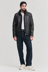 Razer real sheepskin biker leather jacket