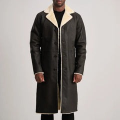 Brown Shearling Long Coat Jacket