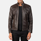 Brown Leather biker Jacket