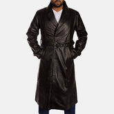 Jovon Black Leather Long Coat Jacket