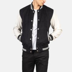Black & White Hybrid Varsity Jacket for men