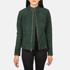 Jotean Green Suede women Biker Jacket