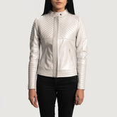 Zelum Leather Quilted Women Biker Jacket