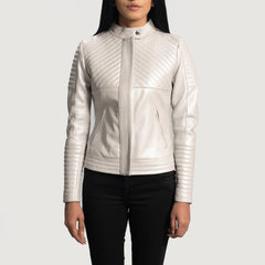 Zelum Leather Quilted Women Biker Jacket
