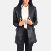 Black Leather Blazer Women Jacket