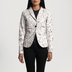 White Leather Blazer Women Jacket