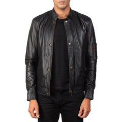 Uldar Black Leather Biker Jacket-Real sheepskin Leather Jacket