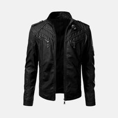 Shawn Genuine Real Leather Biker Jacket Mens