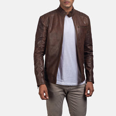 John Brown Leather Biker Jacket for men