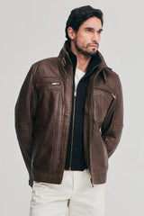 Real sheepskin biker leather Jacket