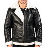 Mens Black Shearling Leather jacket