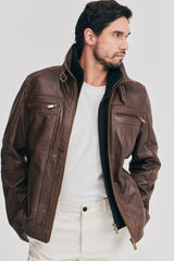 Real sheepskin biker leather Jacket