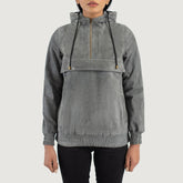 Grey Suede Hooded Pullover Jacket