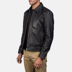 Men's Black real sheepskin Leather Biker Jacket